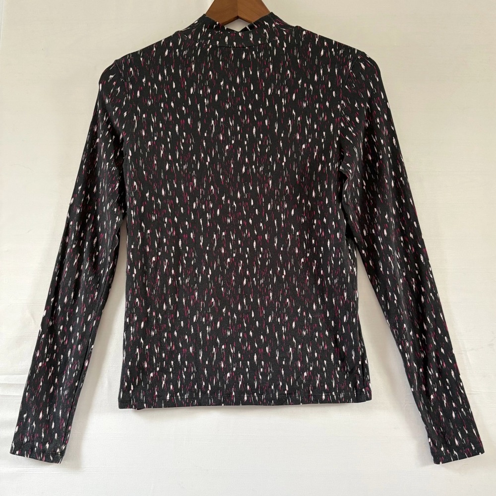 Scotch & Soda Amsterdam Womens Mock Neck Long Sleeve Top Black Pink Abstract S